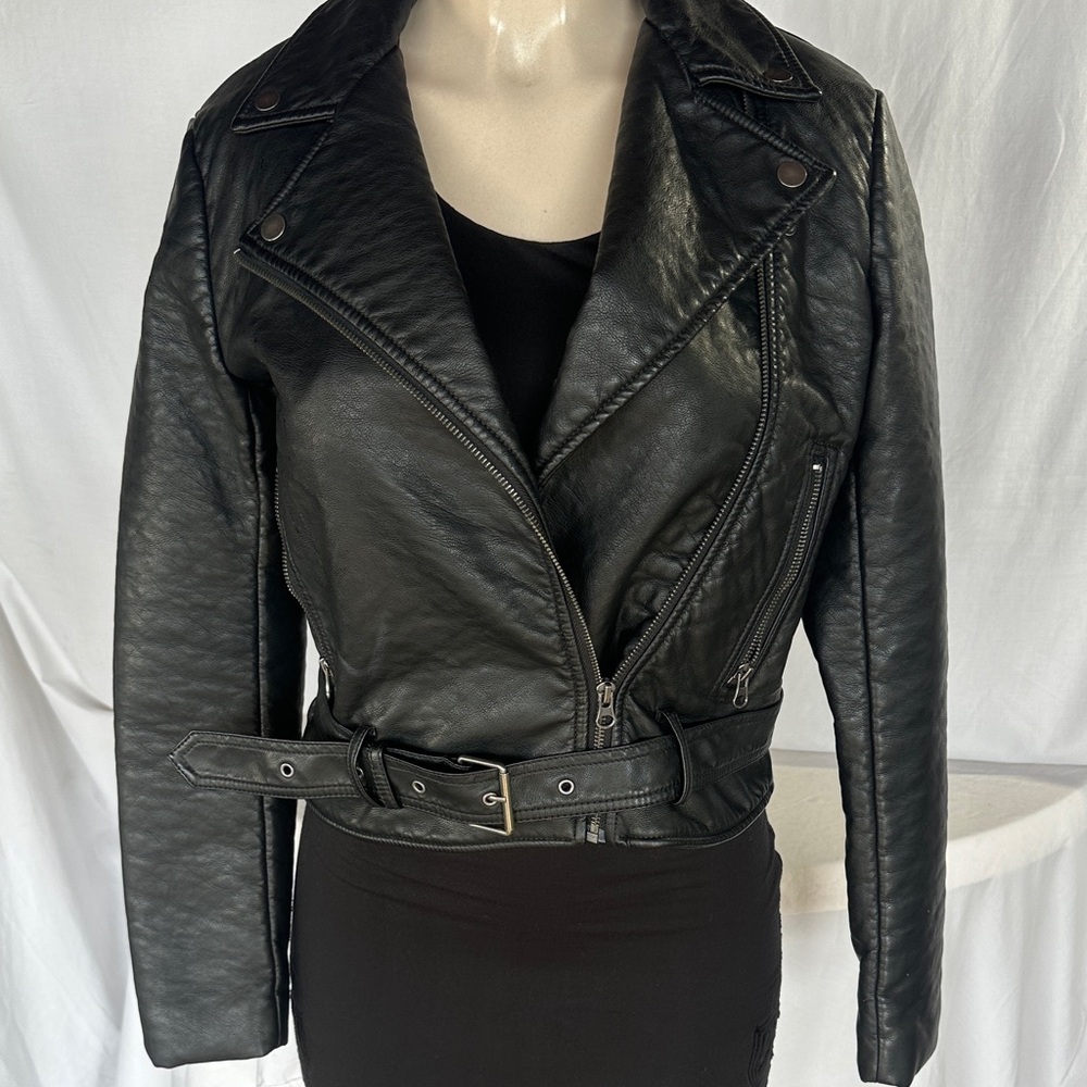 Victoria's Secret Black Leather look vegan  Moto Jacket